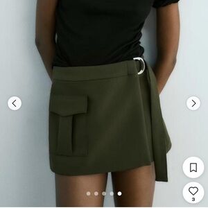 Zara Olive Cargo Skort